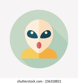 Space alien flat icon with long shadow,eps10