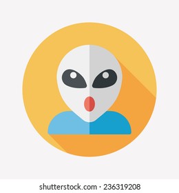 Space alien flat icon with long shadow,eps10