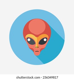 Space alien flat icon with long shadow,eps10