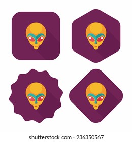 Space alien flat icon with long shadow,eps10