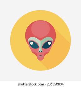Space alien flat icon with long shadow,eps10