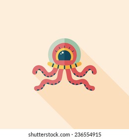 Space alien flat icon with long shadow,eps10