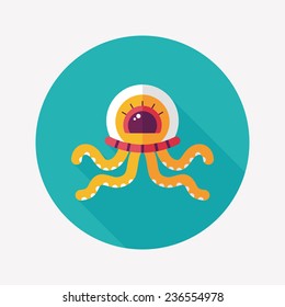 Space alien flat icon with long shadow,eps10
