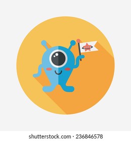 Space alien flat icon with long shadow,eps10