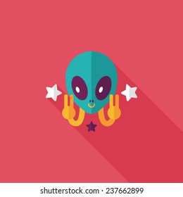 Space alien flat icon with long shadow,eps10