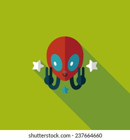 Space alien flat icon with long shadow,eps10