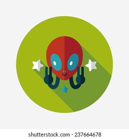 Space alien flat icon with long shadow,eps10