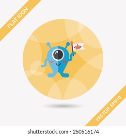 Space alien flat icon with long shadow,eps10