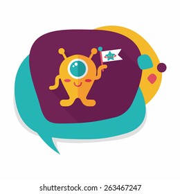 Space alien flat icon with long shadow,eps10