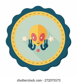 Space alien flat icon with long shadow,eps10