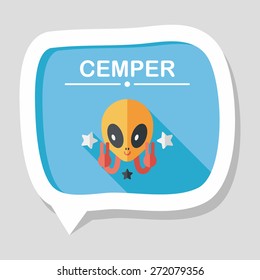 Space alien flat icon with long shadow,eps10