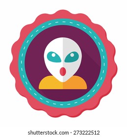 Space alien flat icon with long shadow,eps10