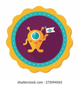 Space alien flat icon with long shadow,eps10