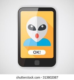 Space alien flat icon with long shadow,eps10