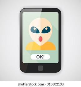 Space alien flat icon with long shadow,eps10