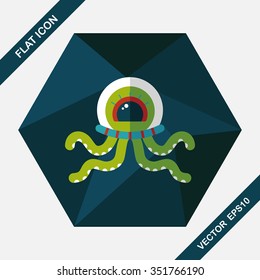 Space alien flat icon with long shadow,eps10