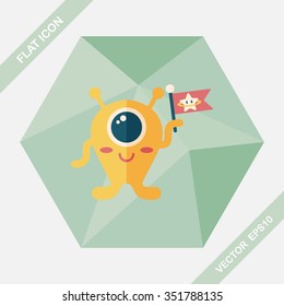 Space alien flat icon with long shadow,eps10