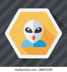 Space alien flat icon with long shadow,eps10