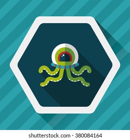 Space alien flat icon with long shadow,eps10