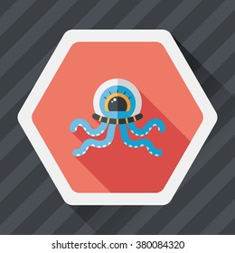 Space alien flat icon with long shadow,eps10
