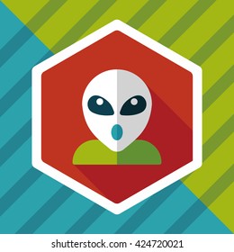 Space alien flat icon with long shadow,eps10