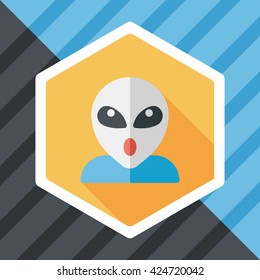 Space alien flat icon with long shadow,eps10