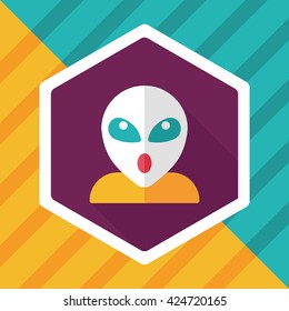 Space alien flat icon with long shadow,eps10