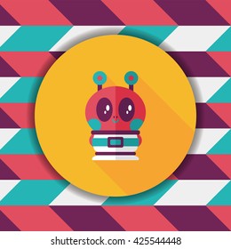 Space alien flat icon with long shadow,eps10