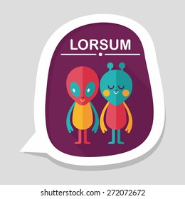 Space alien friendship flat icon with long shadow,eps10