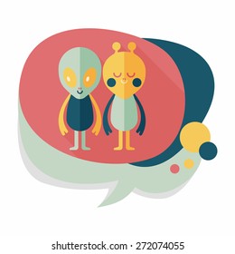 Space alien friendship flat icon with long shadow,eps10