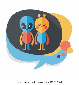 Space alien friendship flat icon with long shadow,eps10