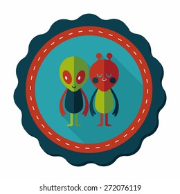 Space alien friendship flat icon with long shadow,eps10