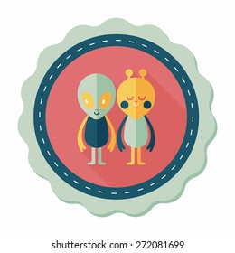 Space alien friendship flat icon with long shadow,eps10