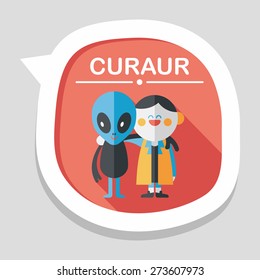 Space alien friendship flat icon with long shadow,eps10