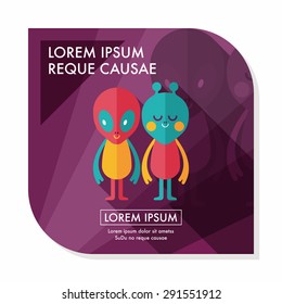 Space alien friendship flat icon with long shadow,eps10
