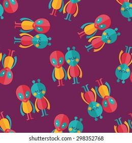 Space alien friendship flat icon,eps10 seamless pattern background
