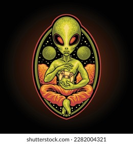 space alien gaming mascot illustration