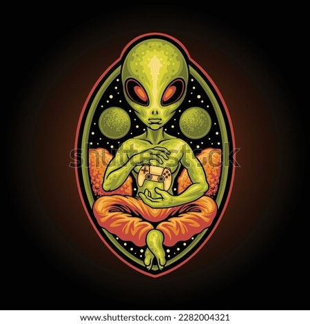space alien gaming mascot illustration