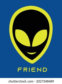 Space alien graphic illustration. Shirt print design.