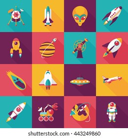 space and alien icons set