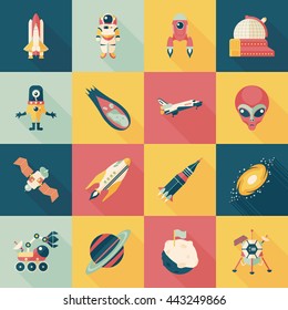 space and alien icons set