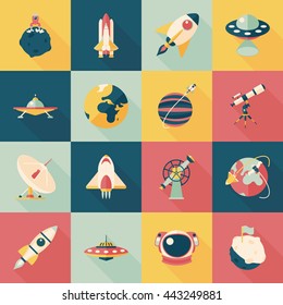 space and alien icons set