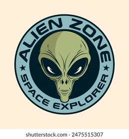 Space Alien Retro UFO Vintage logo