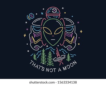Space alien troopers in neon style for any use
