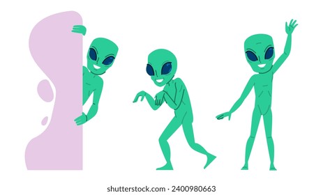 vector alienígena espacial.  para extraterrestres, ficción de personajes, el personaje alienígena del espacio de galaxia. ilustración de dibujos animados planos de personas