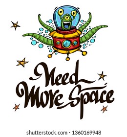 Space and aliens. Set of illustrations for design.