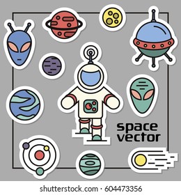 Space and aliens stickers