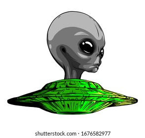 Space Aliens. UFO icon. vector illustration art