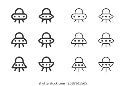 Space Aliens. UFO icon. Vector flying saucers. UFO abducts human. Game units. Game art. Spaceship icon. Space vehicle. Children toy. Cartoon spaceship. Ufo toy. Flying ship logo. Flying saucer.