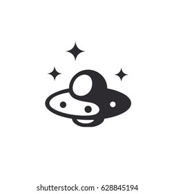 Space Aliens. UFO icon. Vector flying saucers. UFO abducts human. Game units. Game art. Spaceship icon. Space vehicle. Children toy. Cartoon spaceship. Spacecraft icon. Flying ship logo. Flying saucer